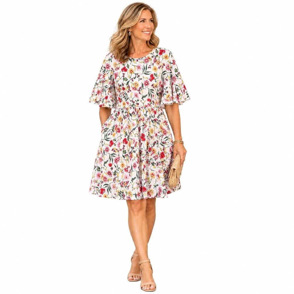 Kate Spade Rooftop Garden Floral Greenwich Dress Size 4 with Pockets Cottagecore